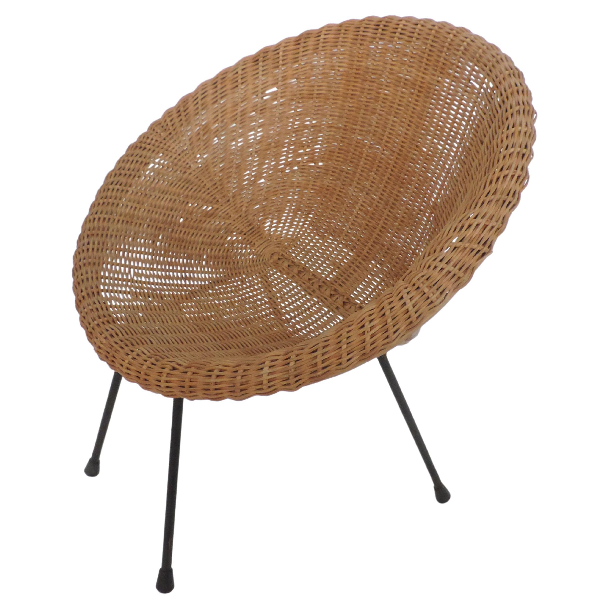 Italian 1950s Children Wicker and Rattan Chair