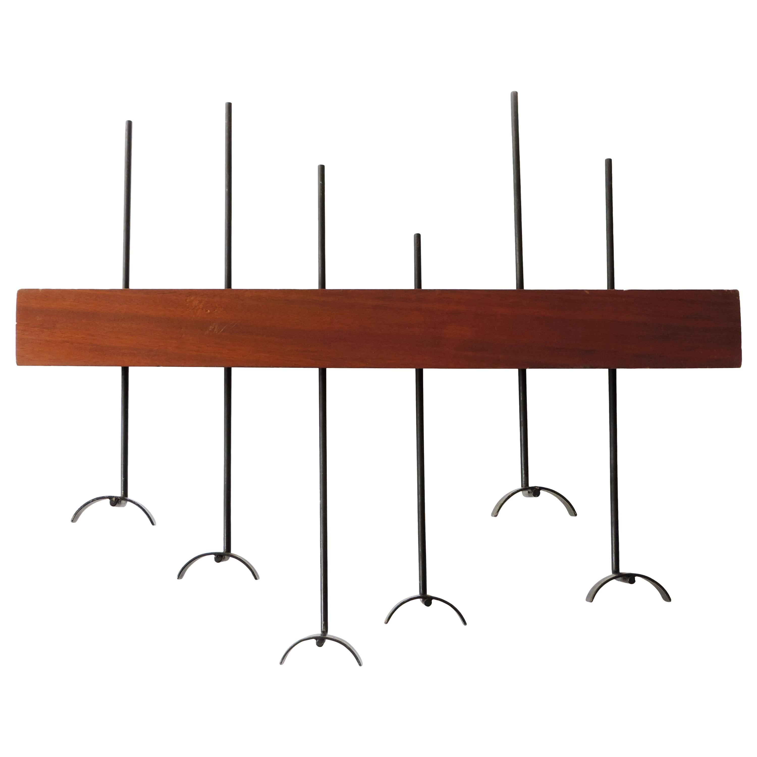 Italian 1950s Coat Rack in Teak and Metal