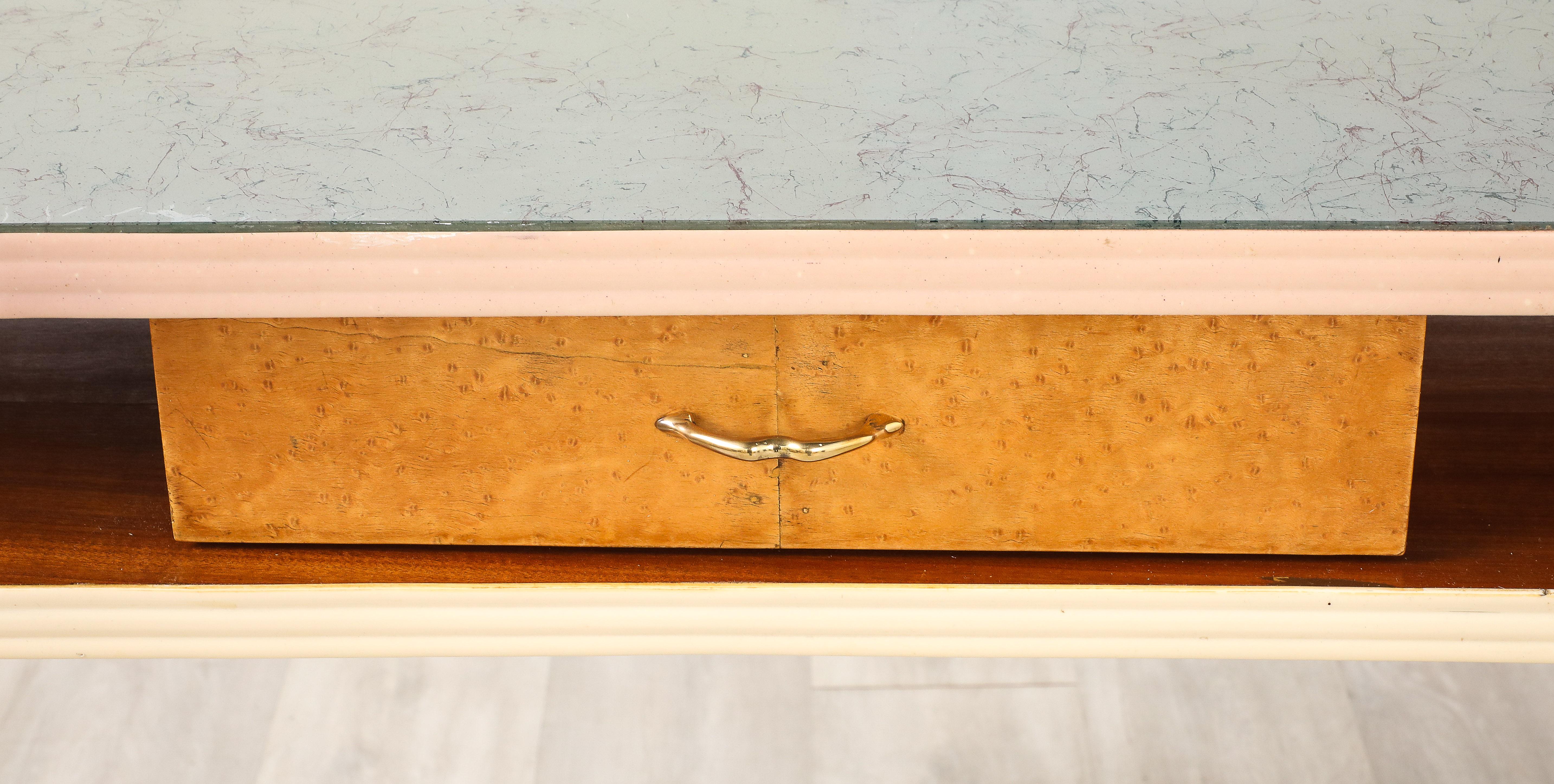 Italian 1950's Console or Vanity Table with Glass Top For Sale 4