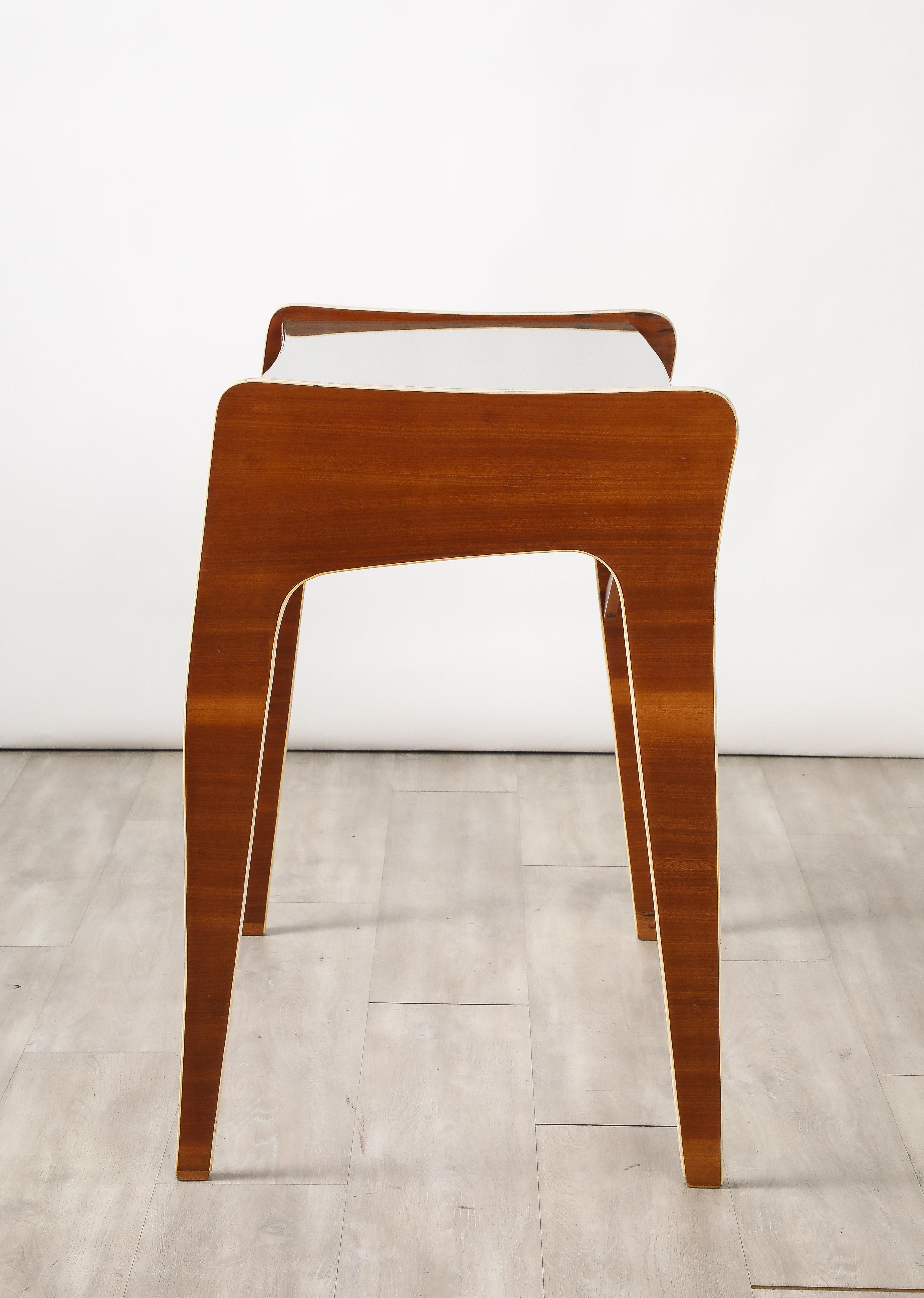 Italian 1950's Console or Vanity Table with Glass Top For Sale 8