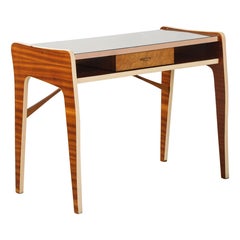 Italian 1950's Console or Vanity Table with Glass Top