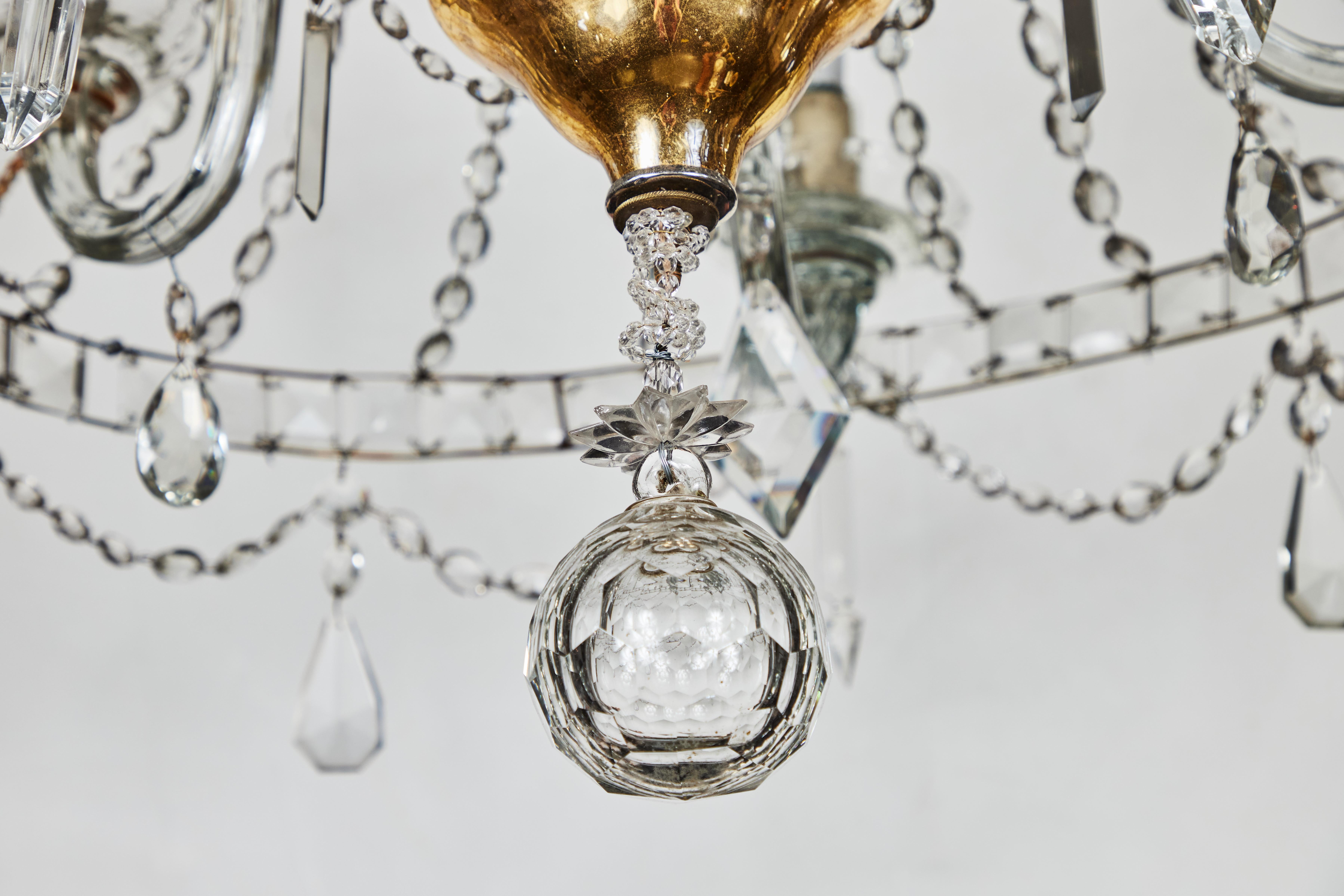 Doré Lustre italien en cristal, années 1950 en vente