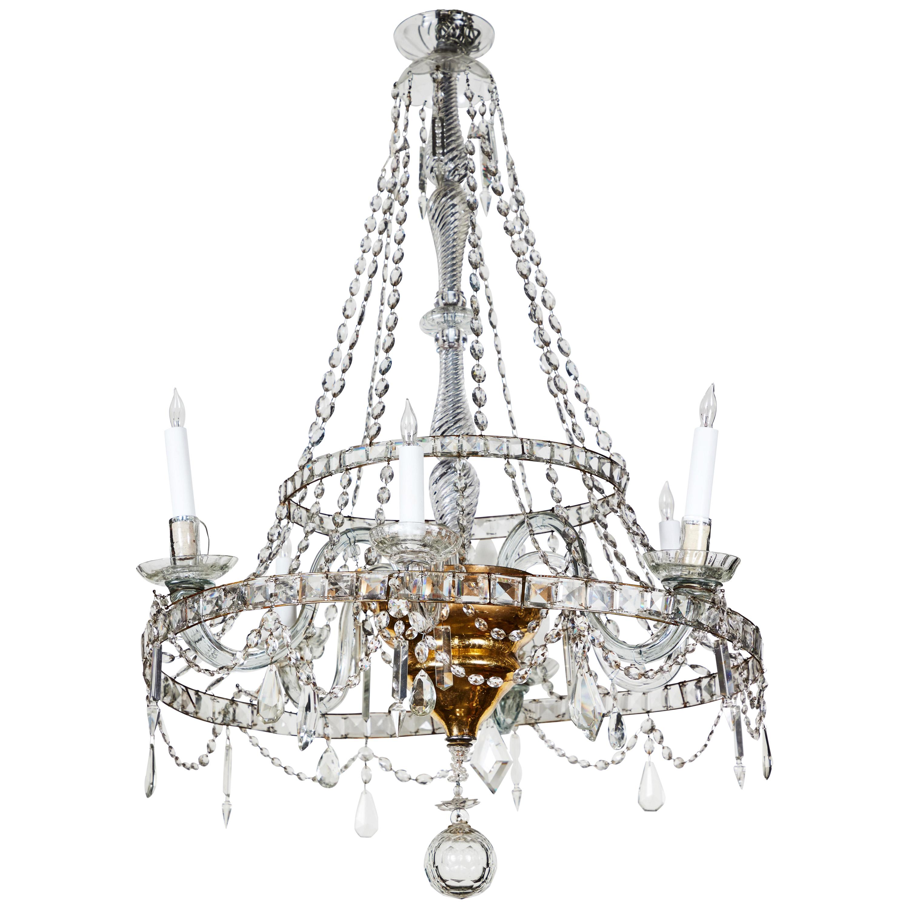 Italian, 1950s, Crystal Chandelier For Sale