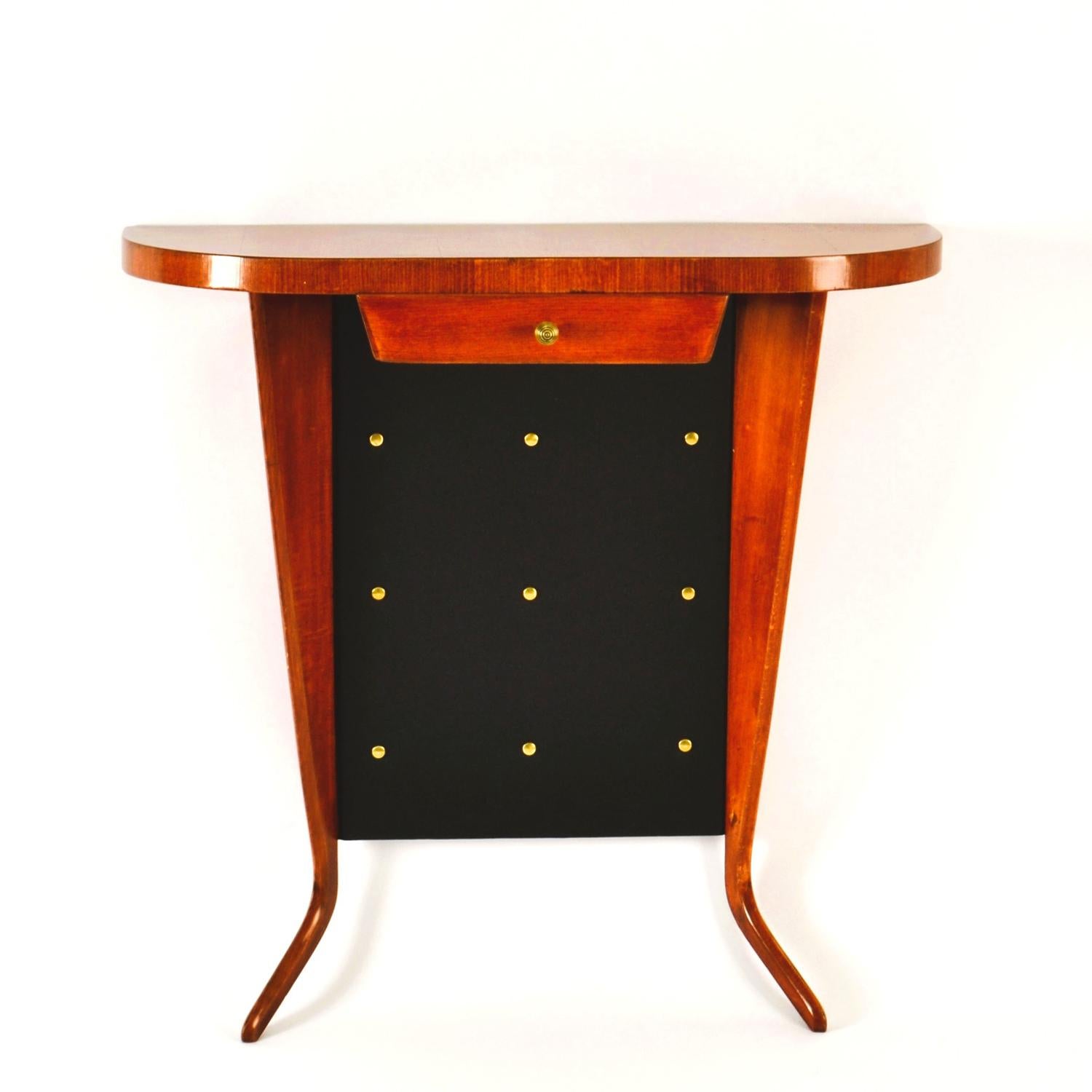 Mid-Century moderno Tavolo consolle italiano Demi Lune in Wood degli anni '50 in vendita