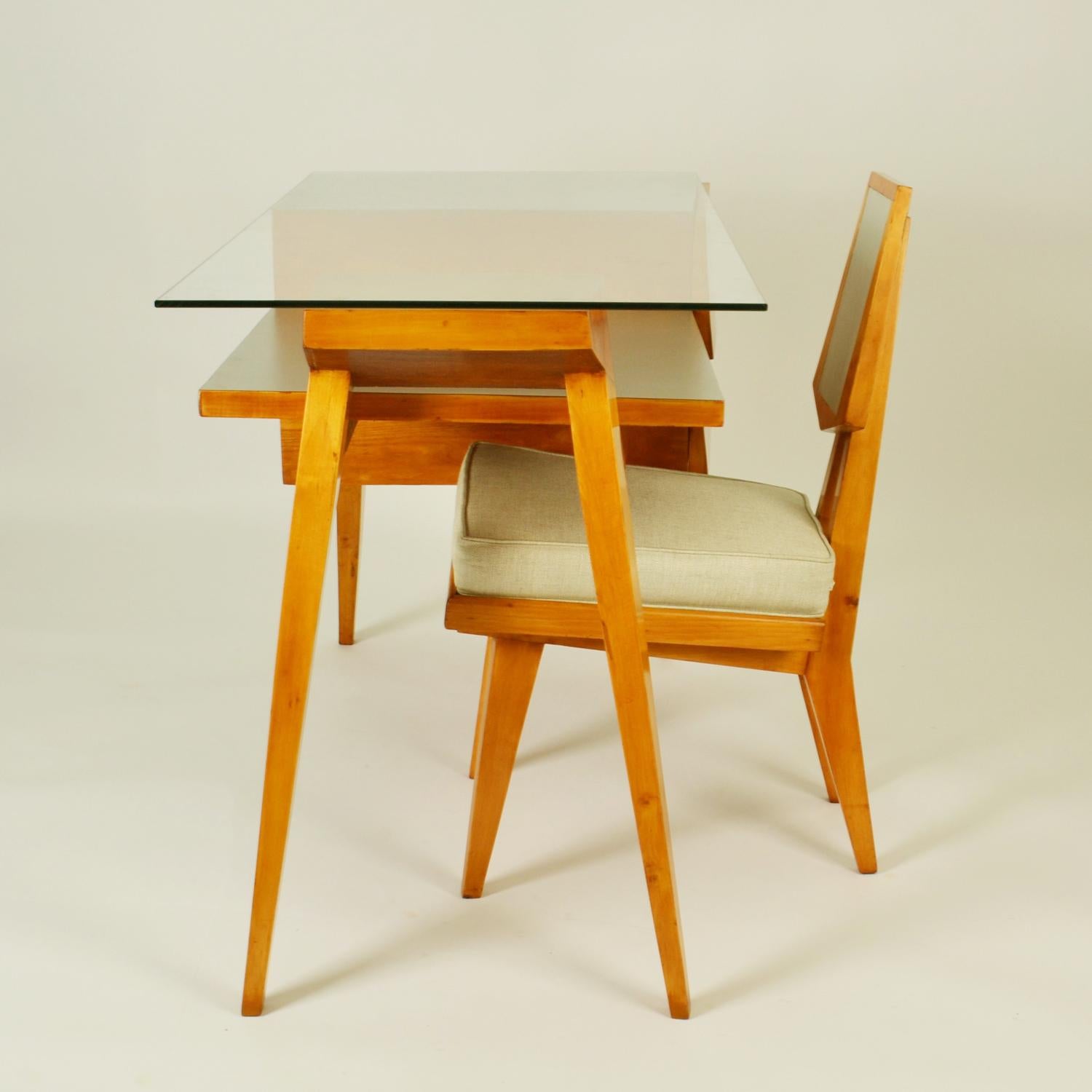 Italienischer Schreibtisch und Stuhl aus den 1950er Jahren in der Art von Gio Ponti im Angebot 12
