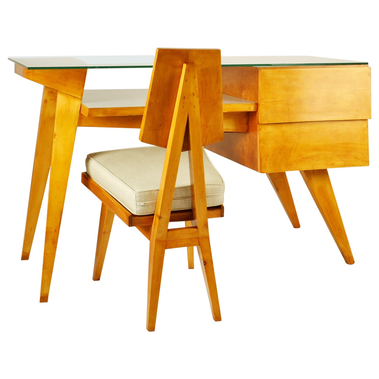 Italian 1950's Desk and Chair in the Manner of Gio Ponti