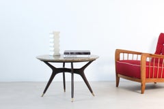 Italian 1950's elegant coffee table in dark mahogany