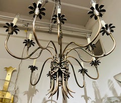 Italian 1950s Empire Silvered Swooping Chandelier