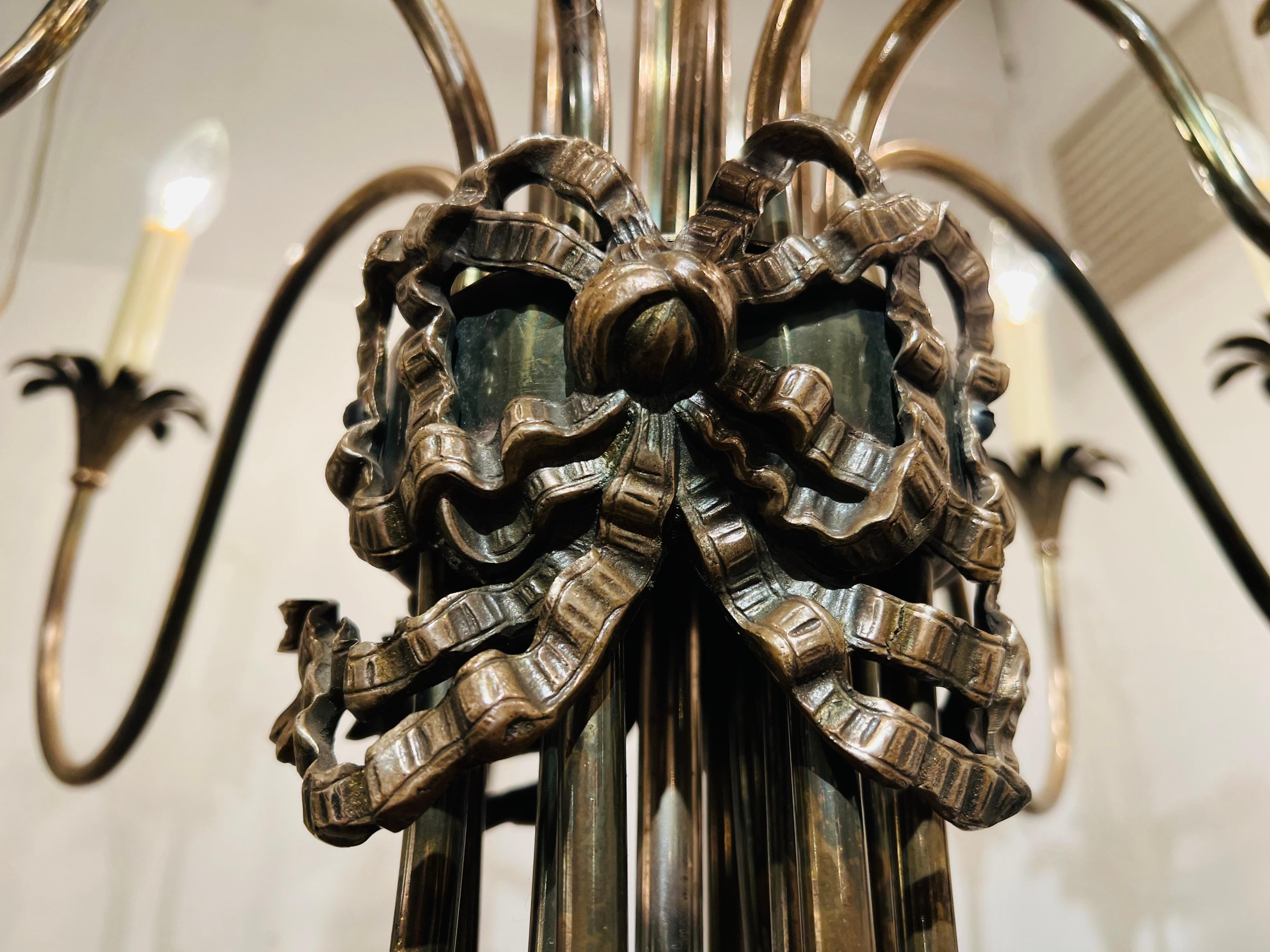 Italian 1950s Empire Silvered Swooping Chandelier For Sale 5