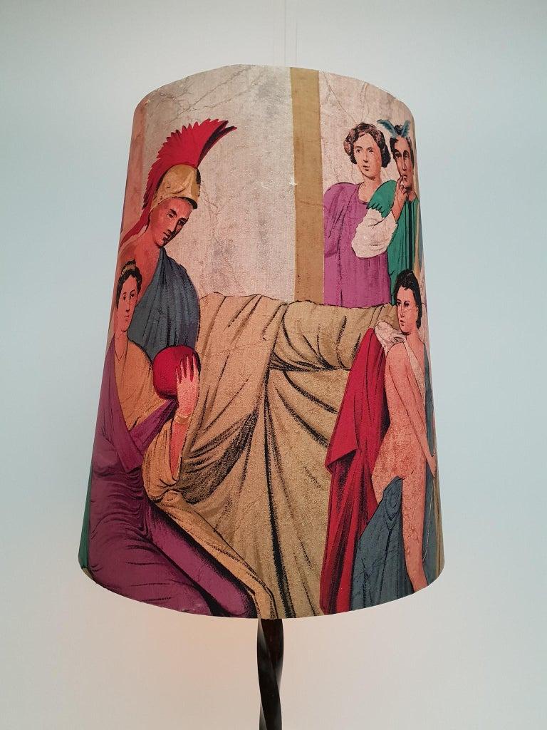 Metal Italian 1950s Floor Lamp with Ancient Romans Shade For Sale