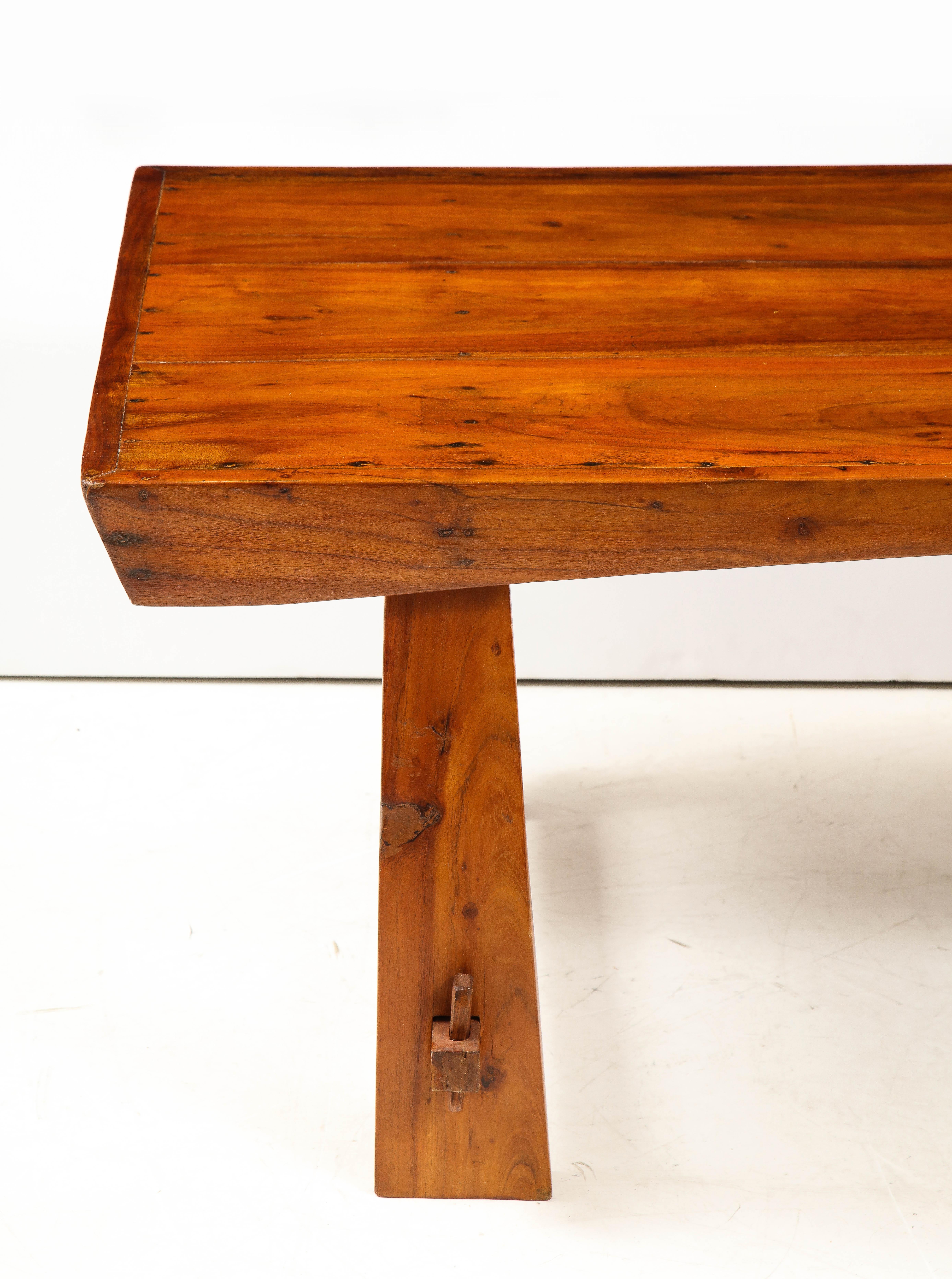 Mid-Century Modern Italian 1950s Folk Art Solid Walnut Coffee Table For Sale