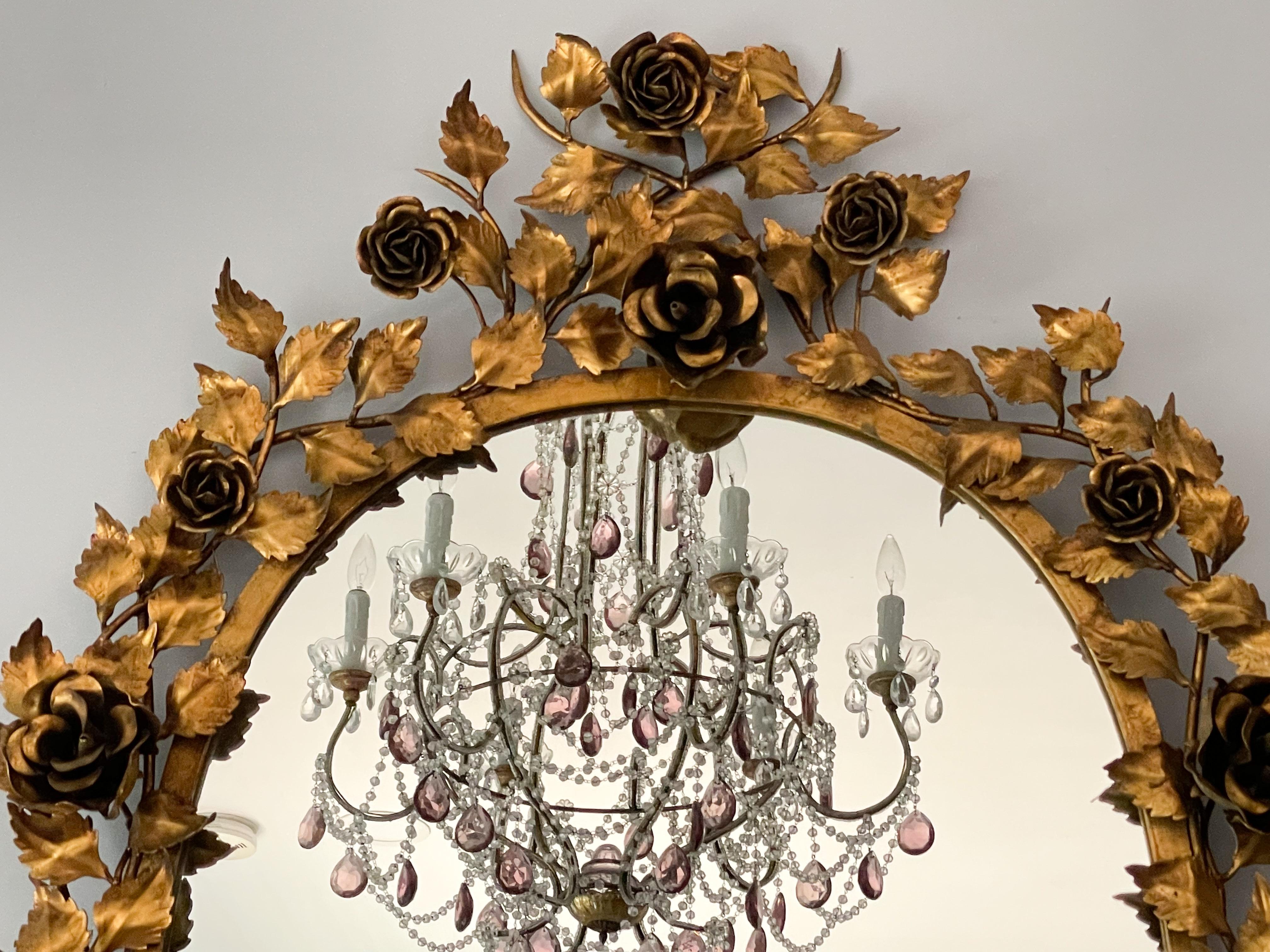 Hollywood Regency Italian 1950s Gilt Tole Mirror