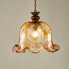 Italian 1950s Glass Tulip Pendant