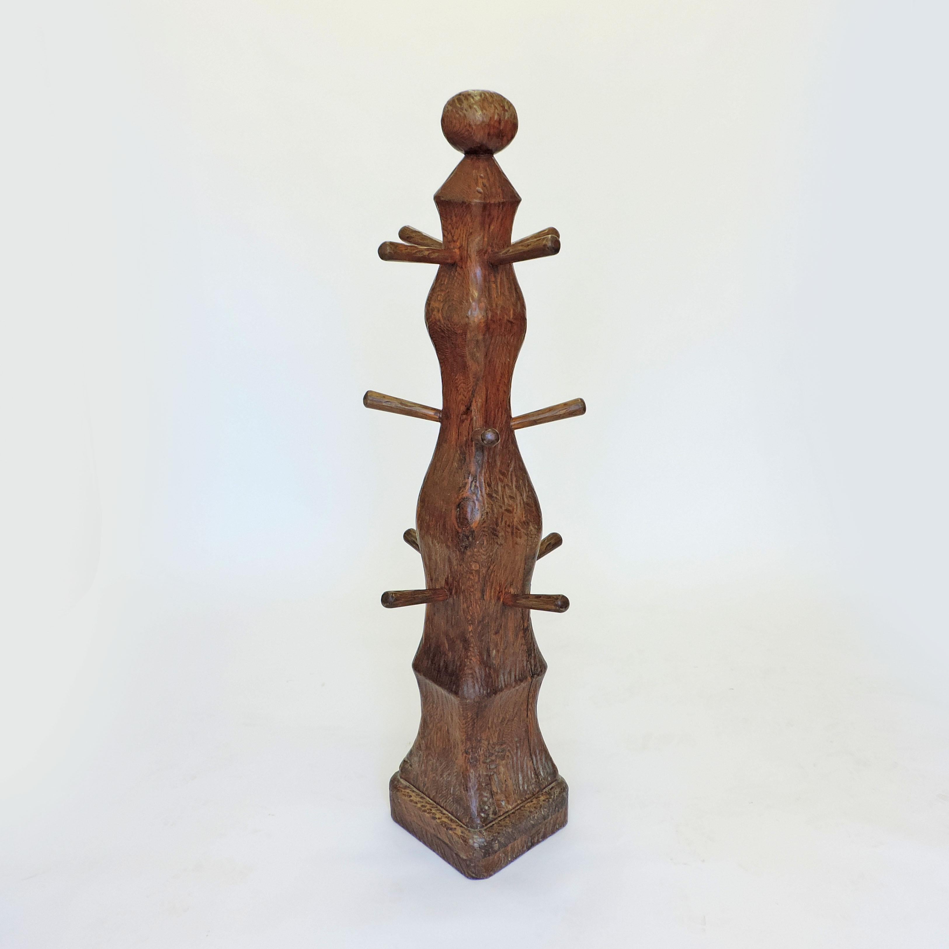 Italian 1950s Handcrafted Wooden Hat Stand For Sale 2