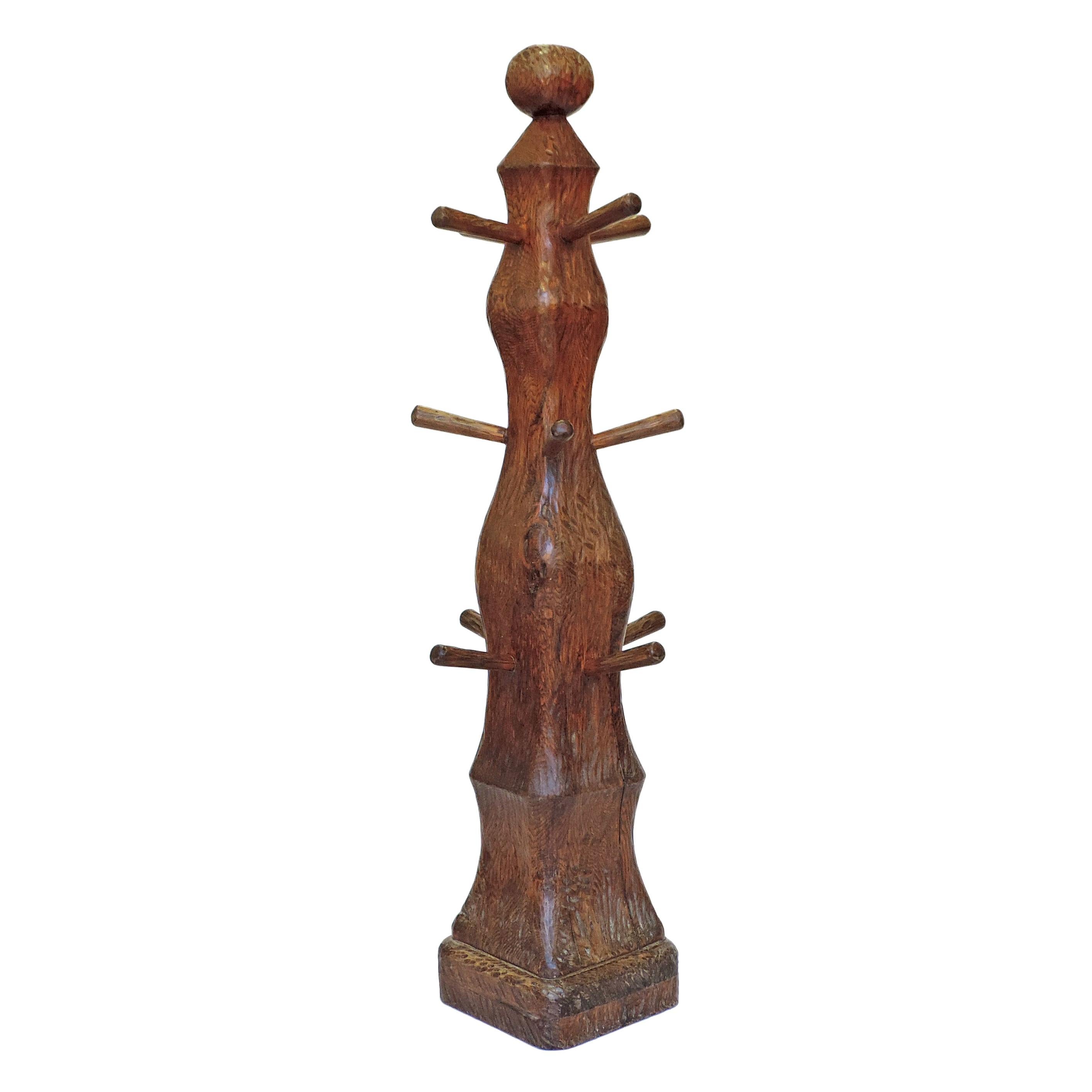 Italian 1950s Handcrafted Wooden Hat Stand