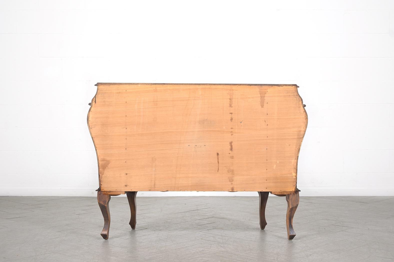 Italian Vintage Commode: Restored Wood and Marquetry Veneer Bombay Chest 6