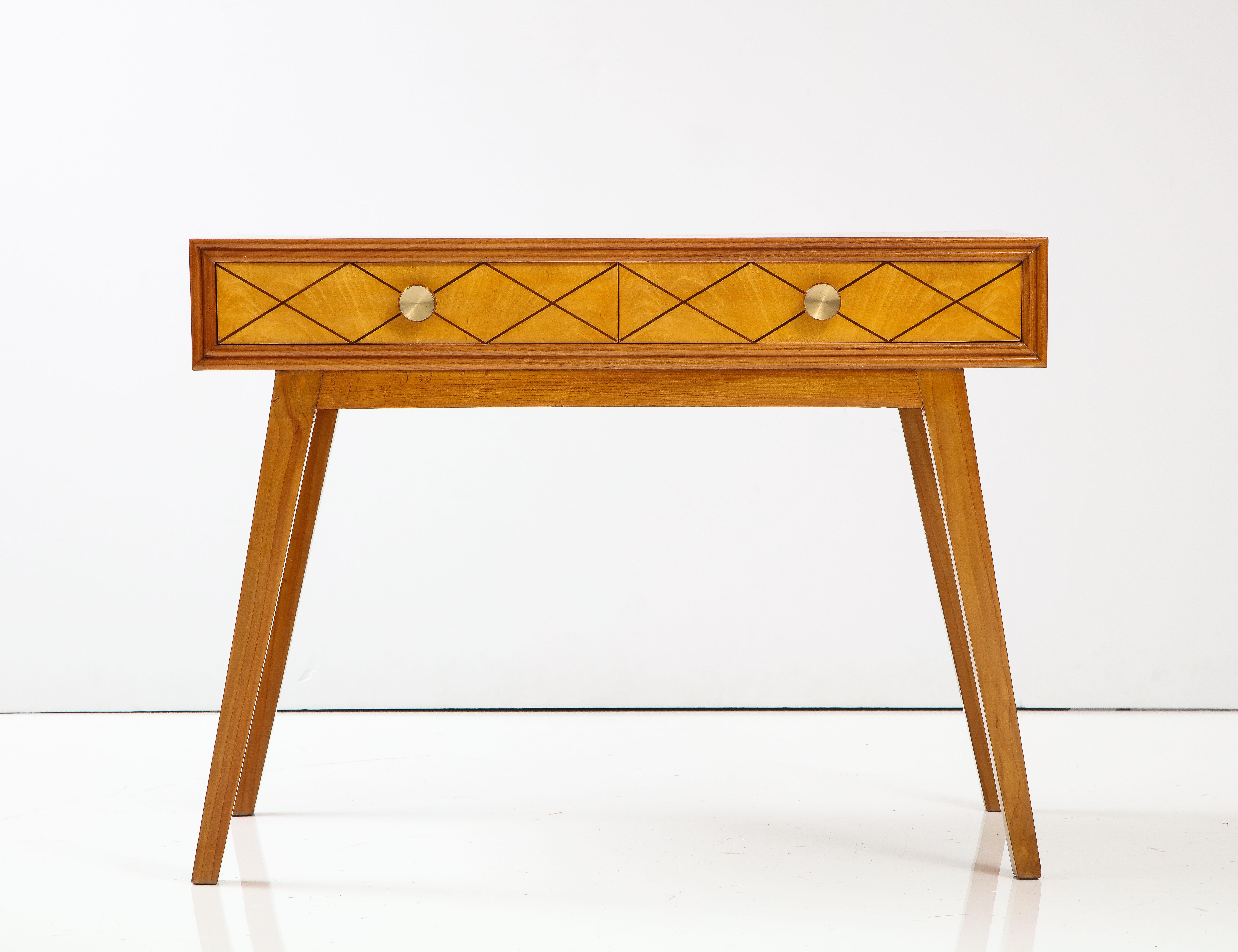 Italian 1950's Inlaid Desk or Table with Two Drawers 4