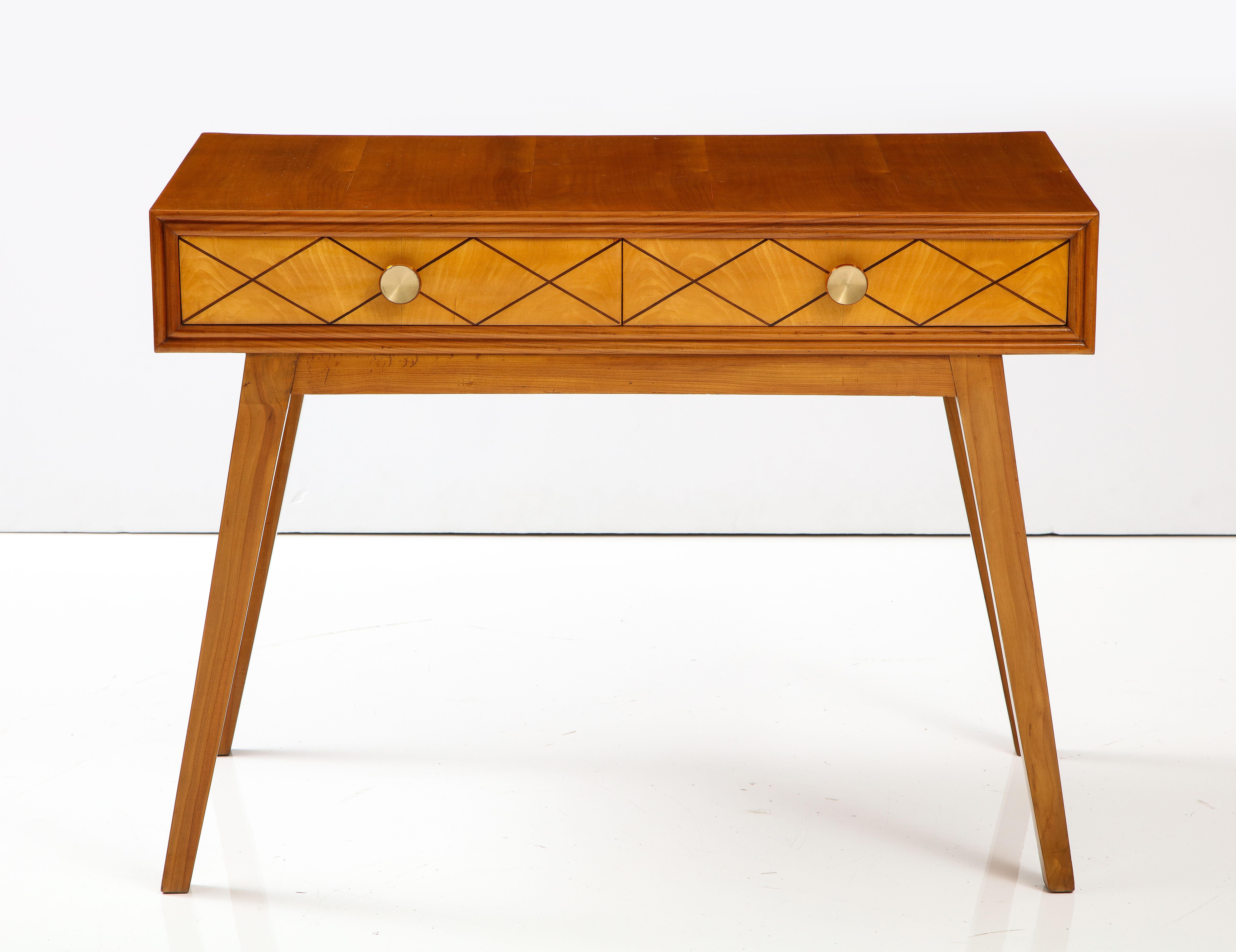 Mid-Century Modern Italian 1950's Inlaid Desk or Table with Two Drawers
