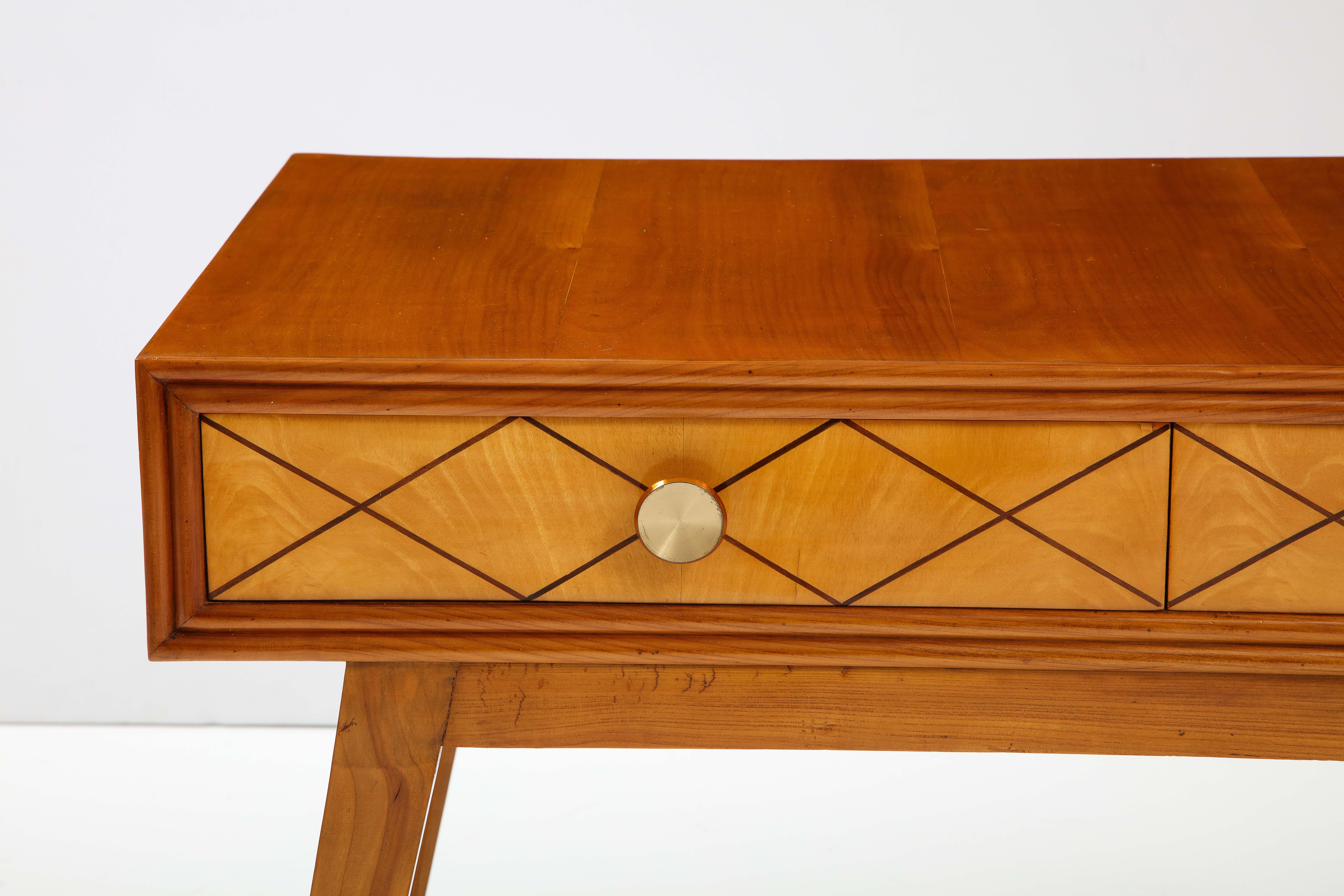 Italian 1950's Inlaid Desk or Table with Two Drawers In Good Condition In New York, NY