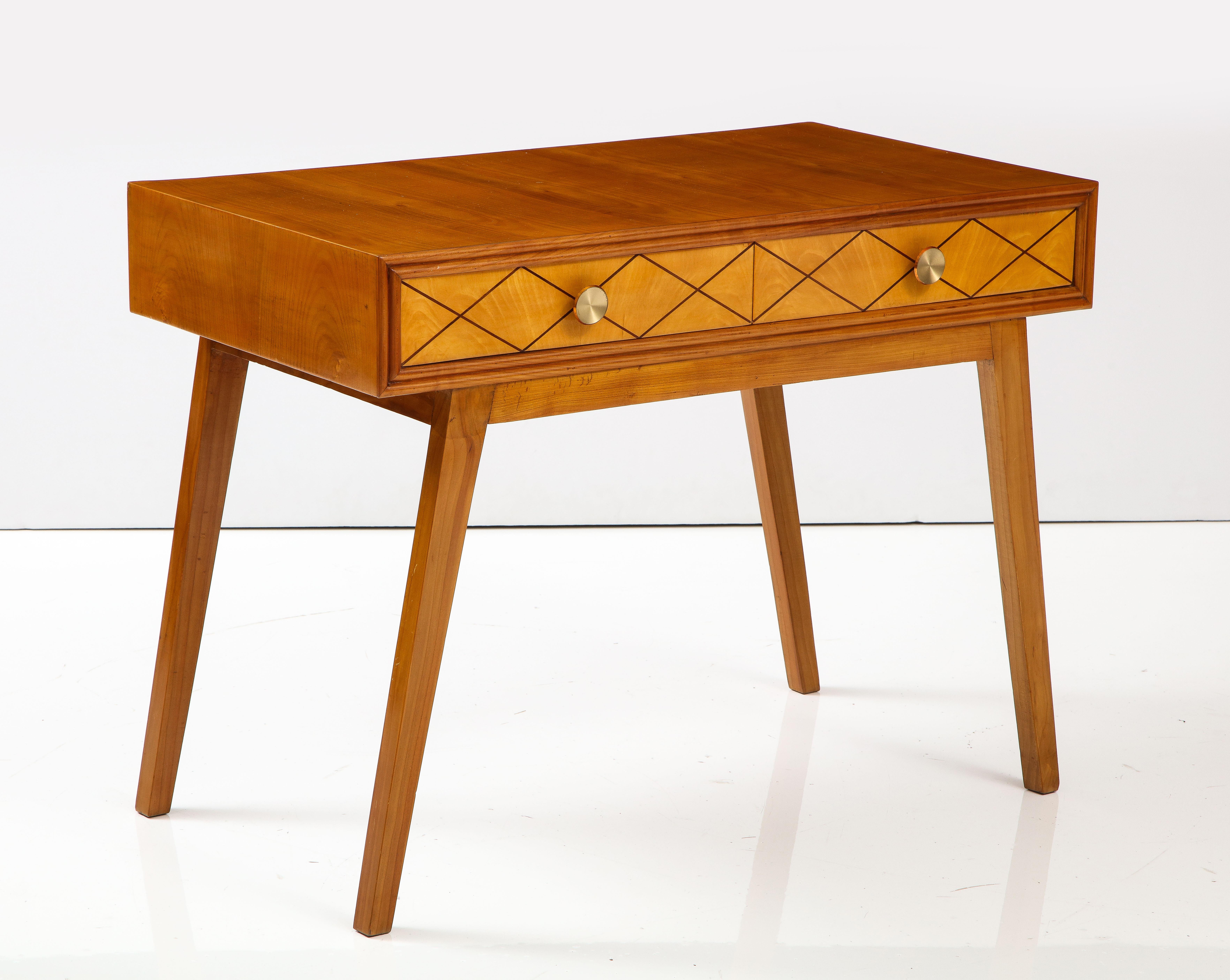 Mid-20th Century Italian 1950's Inlaid Desk or Table with Two Drawers