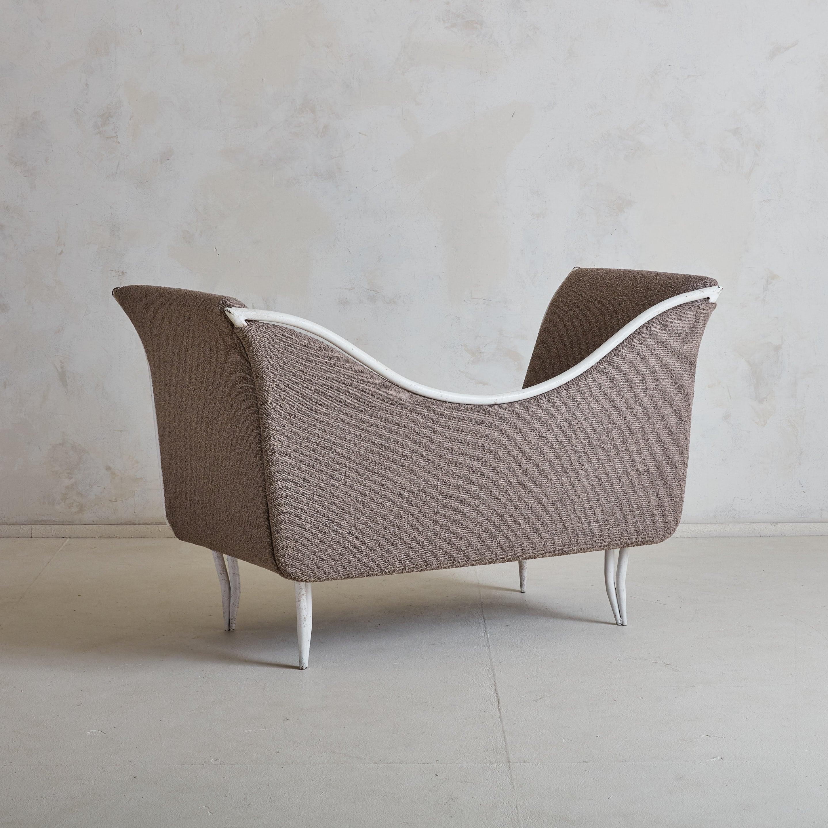 Daybed Italiano de Hierro de los Años 50 en Boucle Marrón Cálido Moderno de mediados de siglo en venta