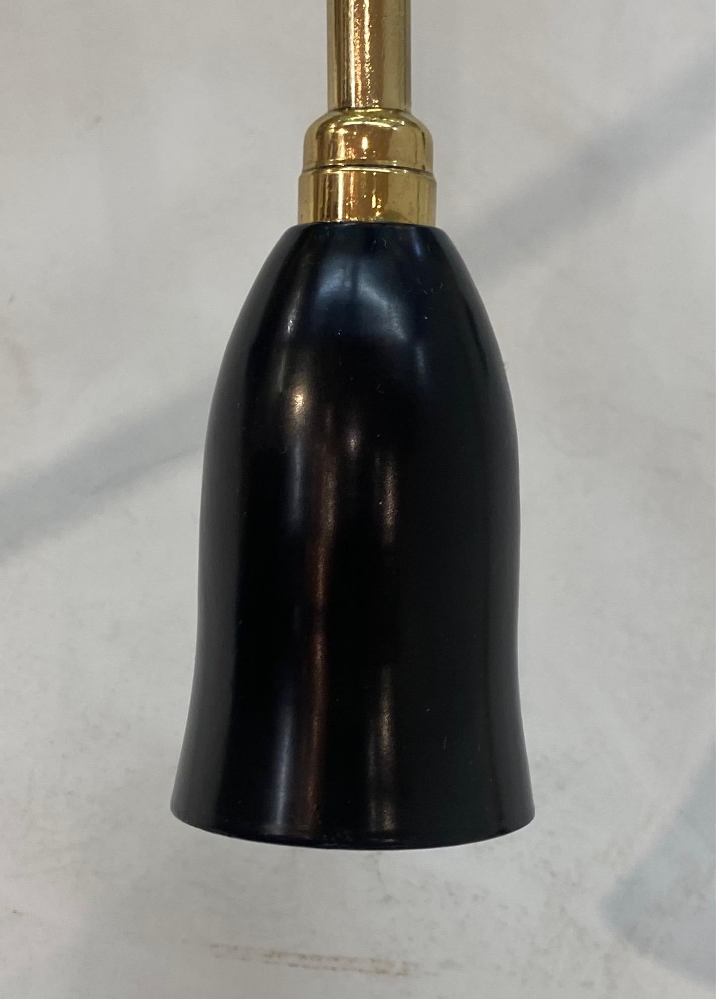 Italian 1950s Large Brass & Black Enamel Star-Burst Ceiling Mount Light For Sale 7