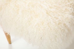 Italian 1950's Maple Wood Stool/Bench with Mongolian Sheepskin