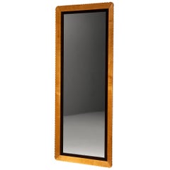 Grande specchio da parete italiano in olmo, stile Mid-Century Modern degli anni '50, 202 cm/79,53 pollici.