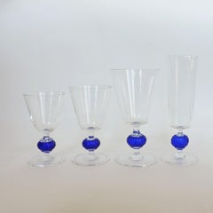 Italian 1950s Murano Glass Hand Blown Set of 40 Drinking Glasses