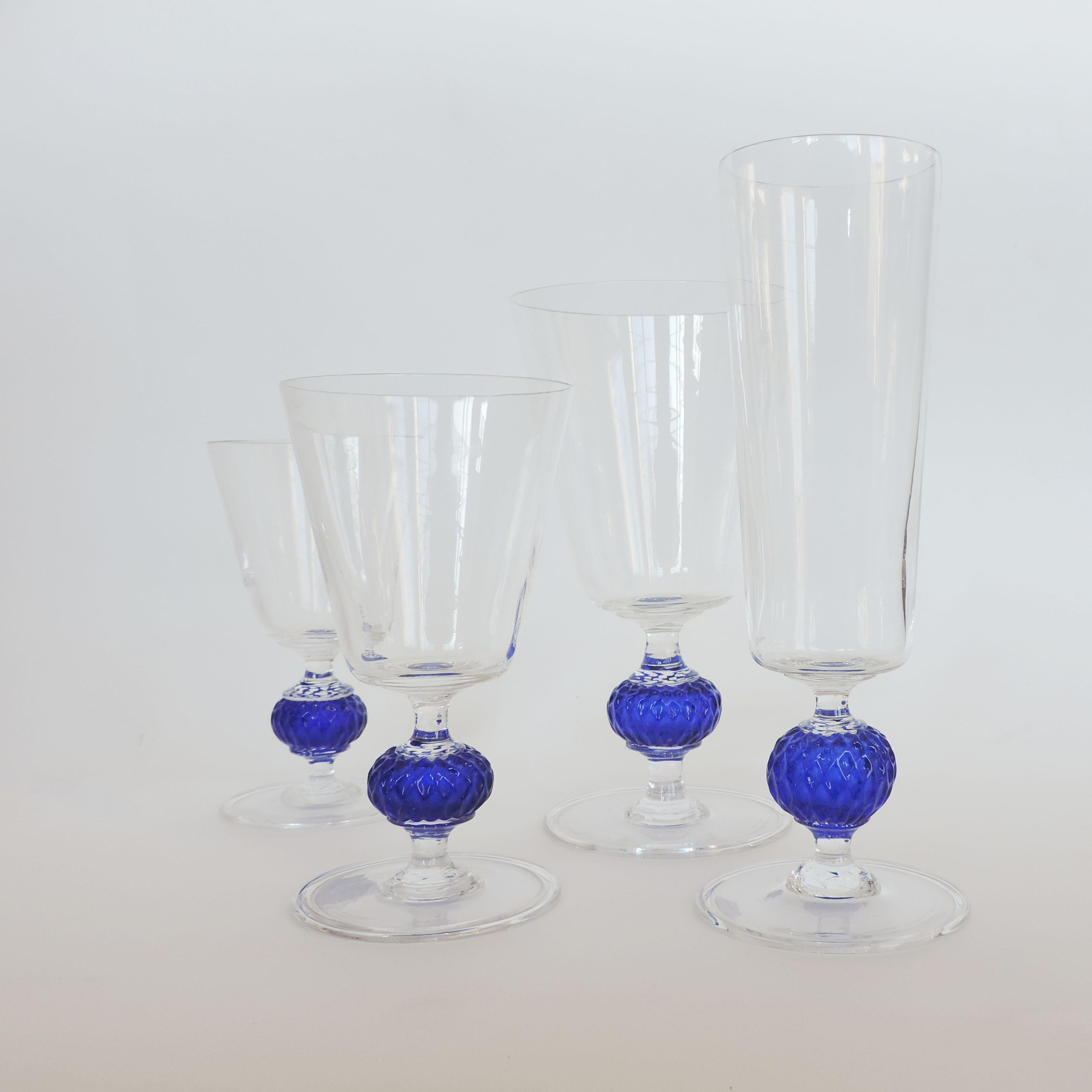 Italian 1950s Murano Glass Hand Blown Set of 40 Drinking Glasses For Sale 1