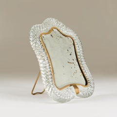 Italian 1950s Murano glass torchon table mirror by Barovier & Toso, signed