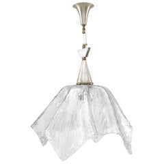 Lanterne suspendue italienne en verre de Murano texturé en forme de mouchoir à main