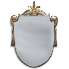 Italian 1950s Neoclassical Brass Framed mirror