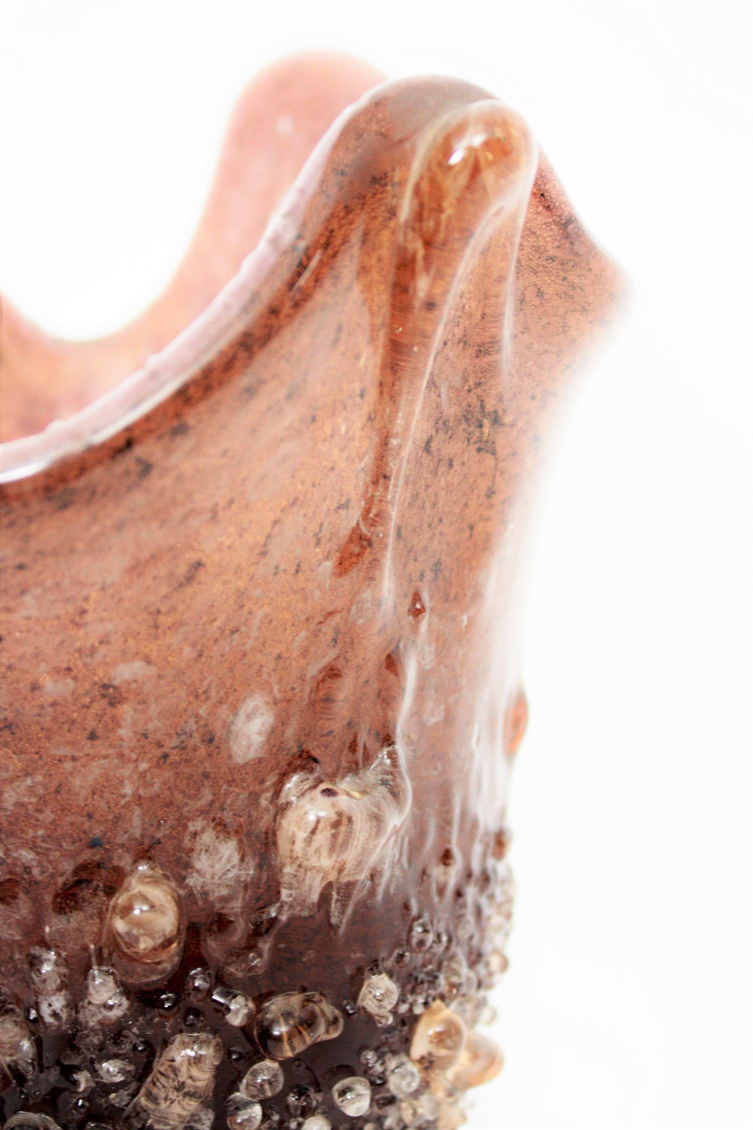 Mid-Century Modern Midcentury Italian Murano Art Glass Fazzoletto Vase For Sale