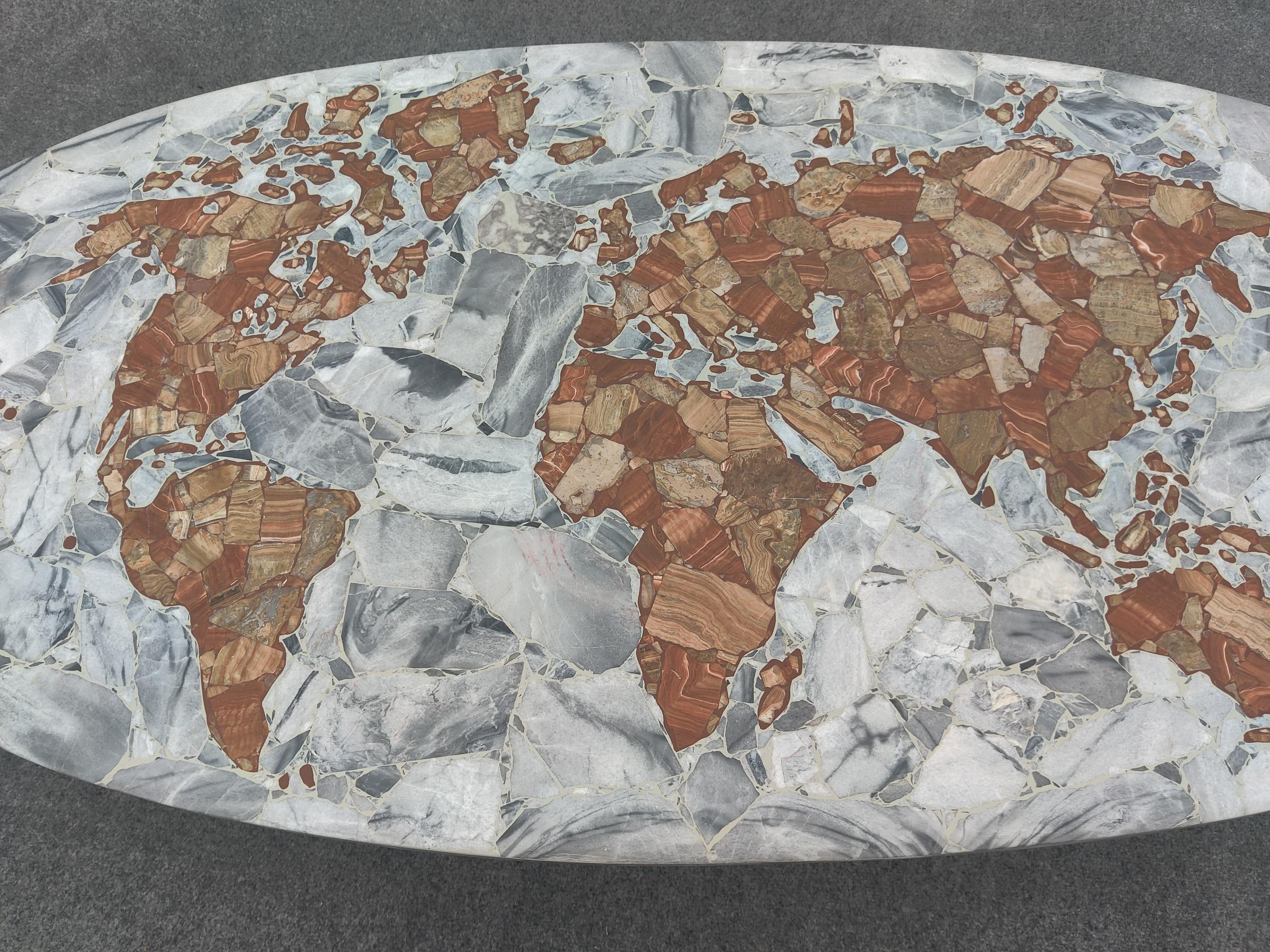 Tavolino da caffè con mappamondo globale in onice e marmo degli anni '50 italiano Mid-Century Modern in vendita 3