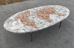 Italian 1950s Onyx & Marble Global World Map Coffee Table Mid-Century Modern
