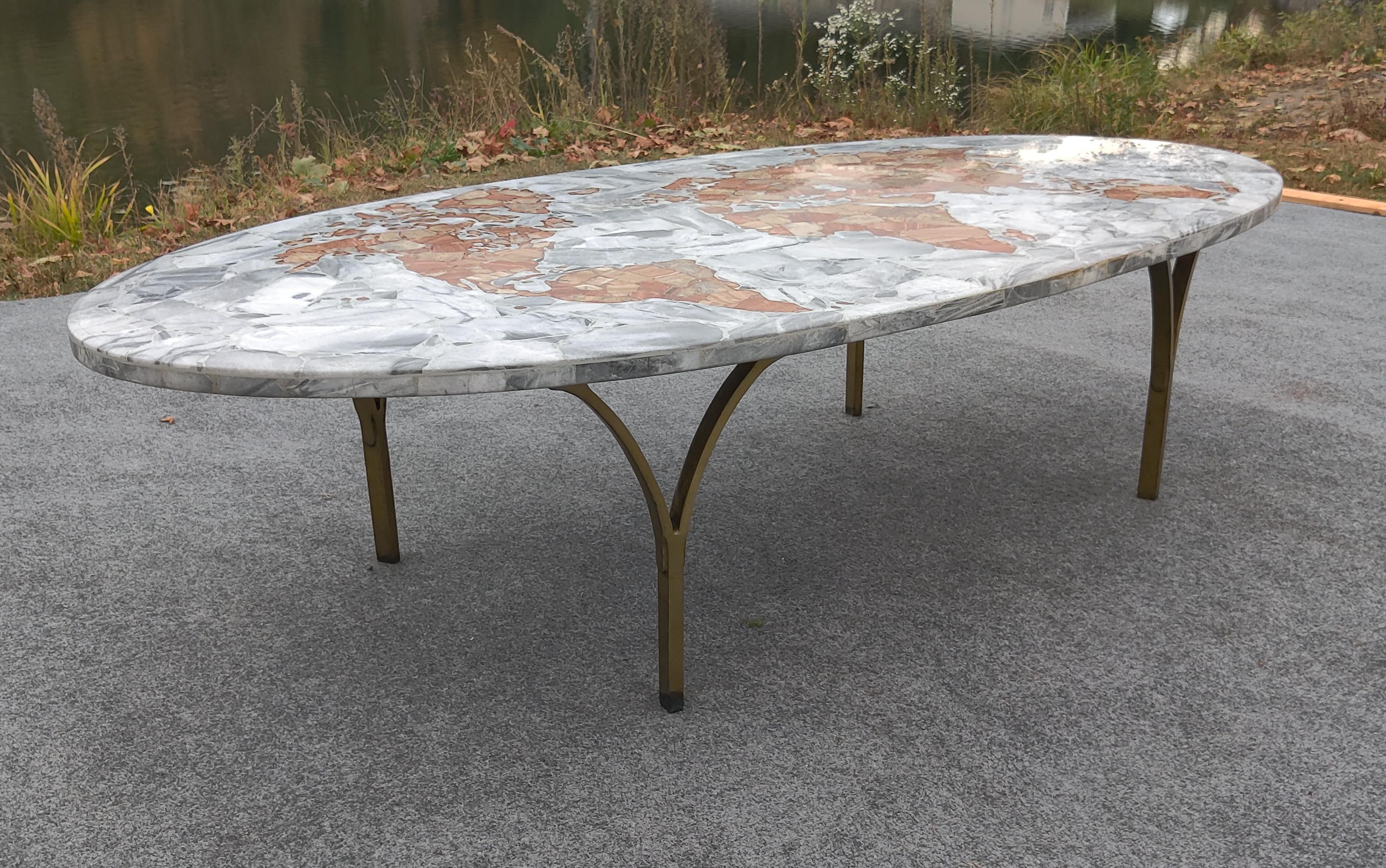 Mid-Century moderno Tavolino da caffè con mappamondo globale in onice e marmo degli anni '50 italiano Mid-Century Modern in vendita