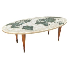 Vintage Italian 1950s Onyx & Marble Global World Map Coffee Table Mid-Century Modern 