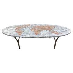 Italian 1950s Onyx & Marble Global World Map Coffee Table Mid-Century Modern