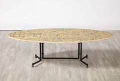 Italian 1950's Oval Travertine Coffee Table