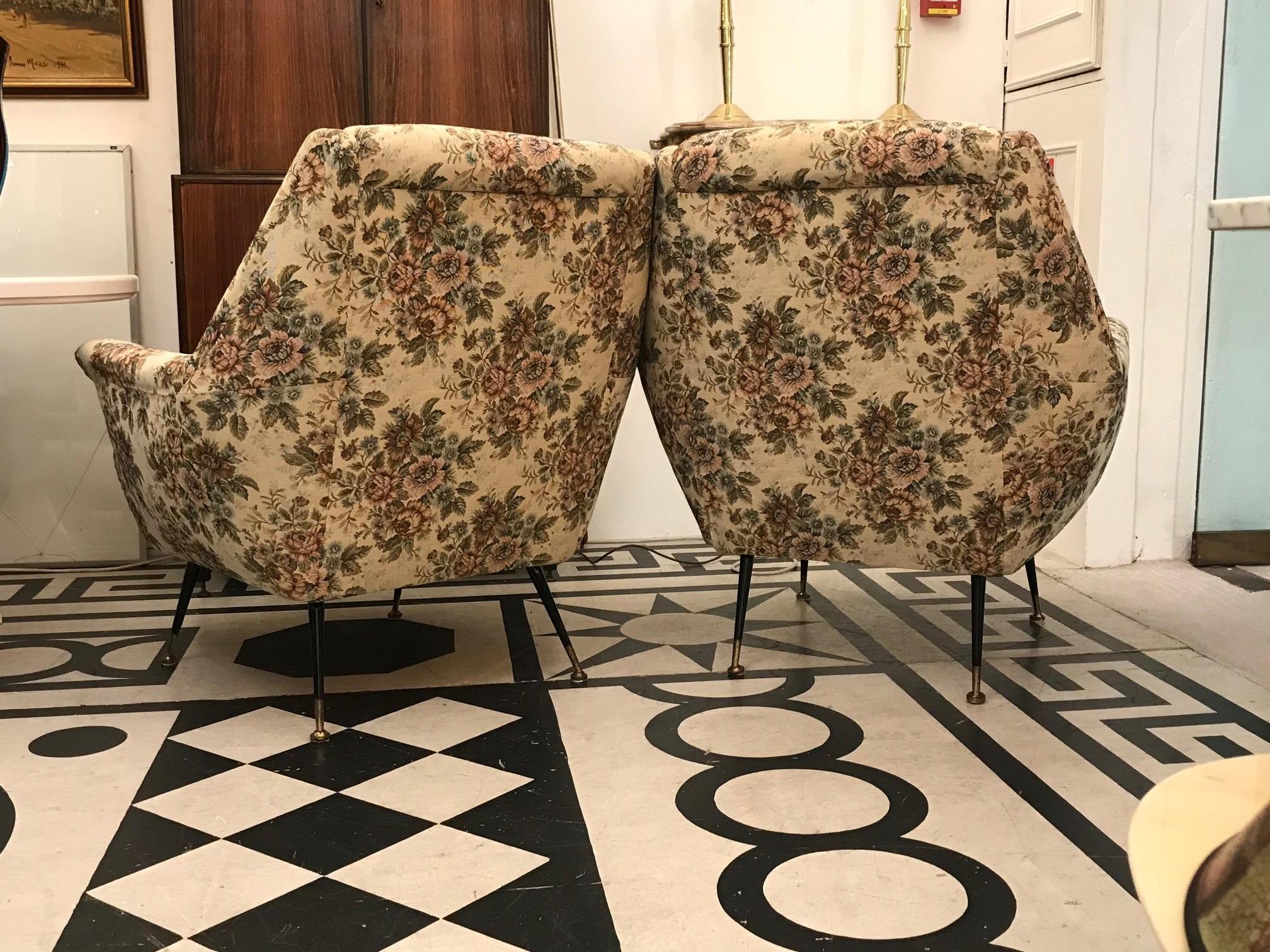 Italian 1950s Pair of Mid-Century Modern Armchairs In Good Condition For Sale In London, GB