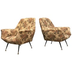 Italian 1950s Pair of Mid-Century Modern Armchairs