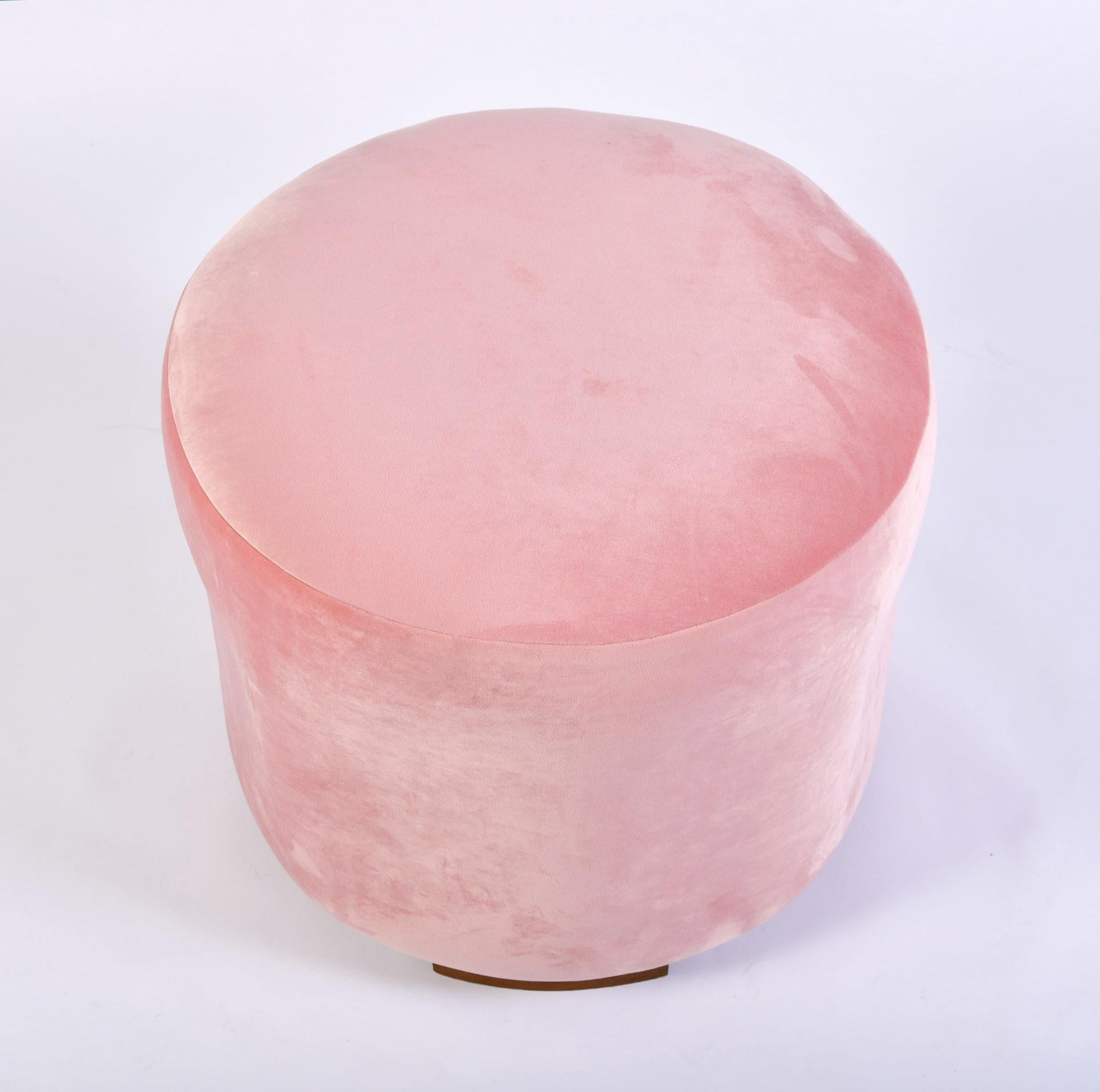Midcentury Italian stool recently re-upholstered in softest pale pink velvet.
 