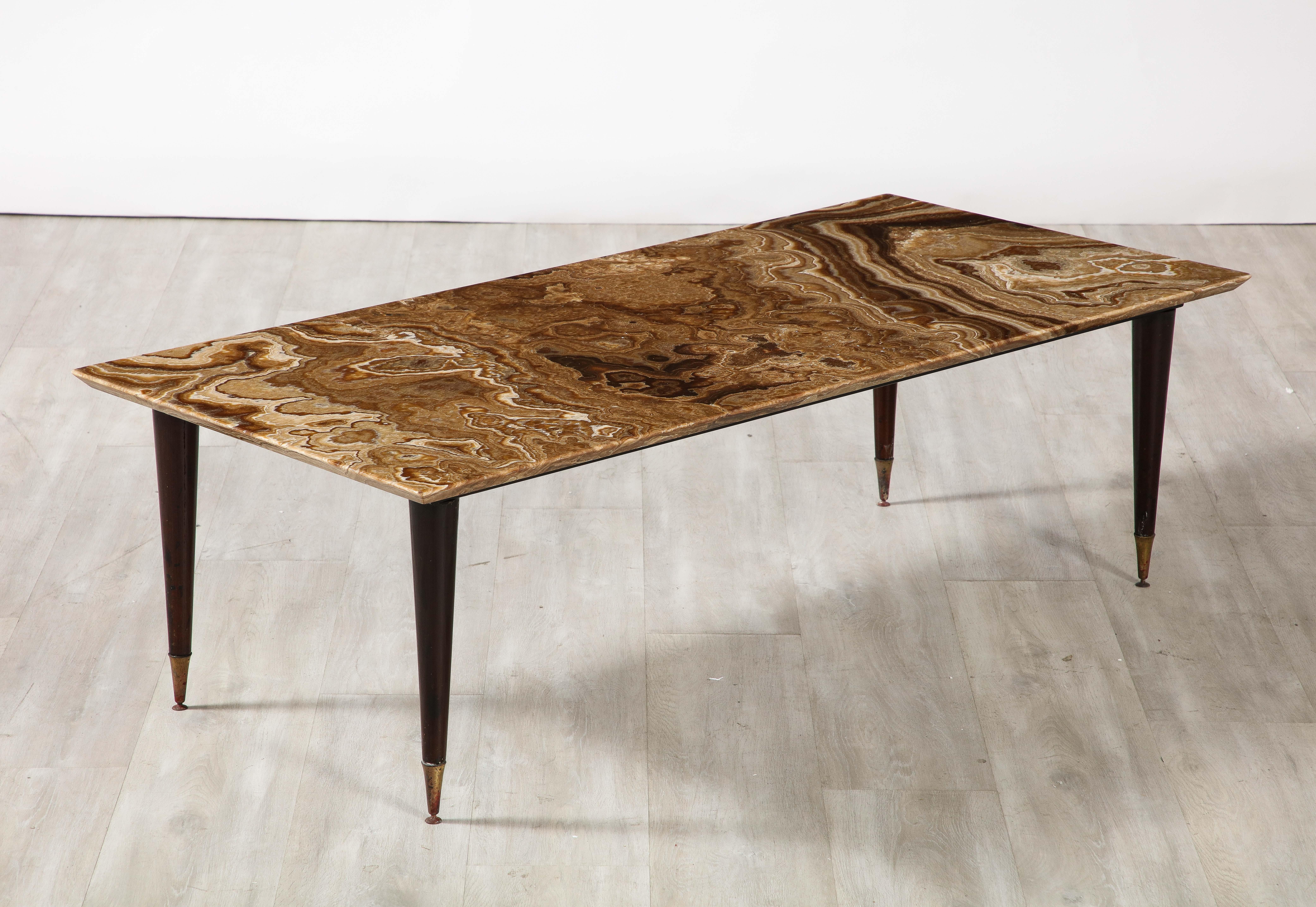 Italian 1950's Rectangular Coffee Table with Agate Top For Sale 5