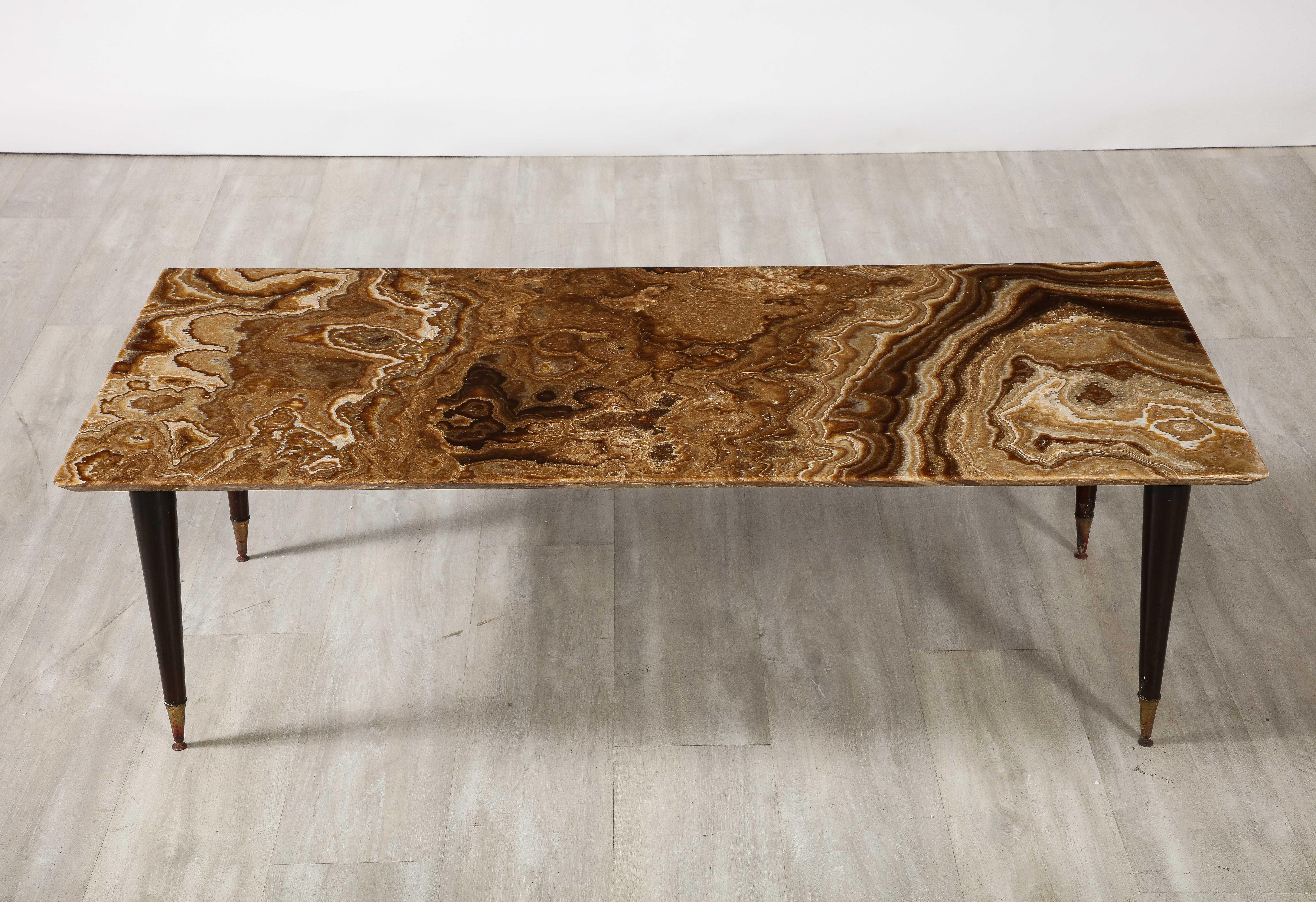 Italian 1950's Rectangular Coffee Table with Agate Top For Sale 8