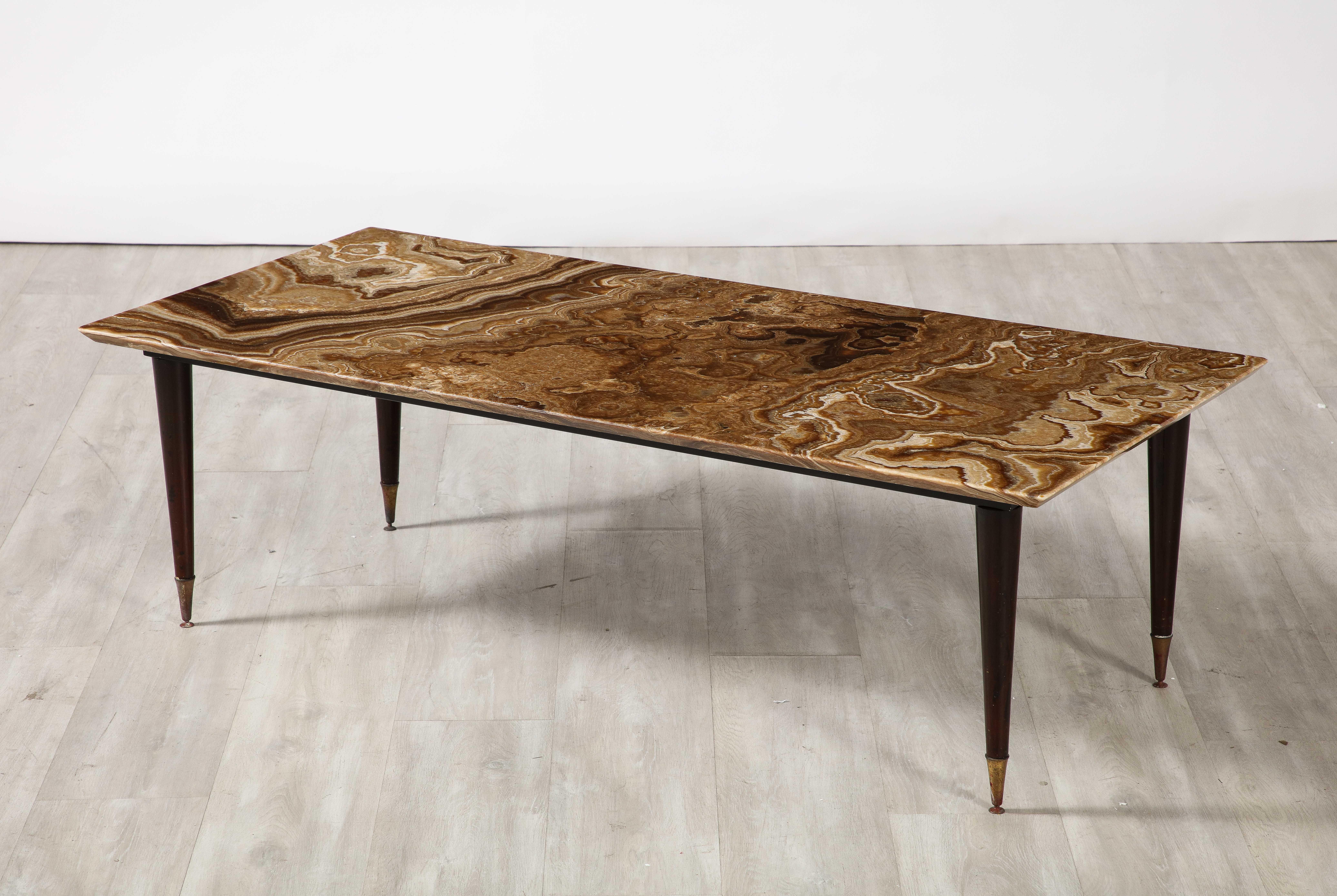 Mid-20th Century Italian 1950's Rectangular Coffee Table with Agate Top For Sale
