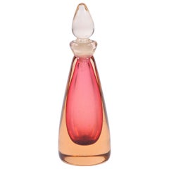 Italian 1950s Rose Pink and Amber Perfume Bottle by Seguso