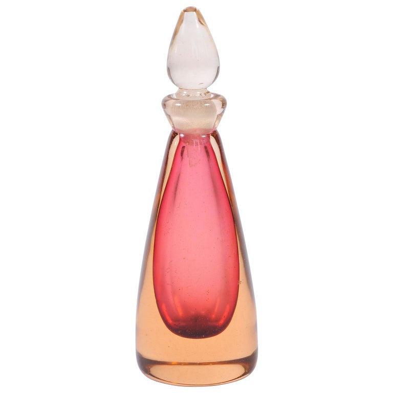 Italian 1950s Rose Pink and Amber Perfume Bottle by Seguso at 1stDibs