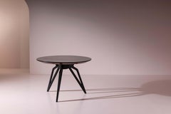 Italian 1950s Round Dining Table with Sculptural Ebonised Star Base