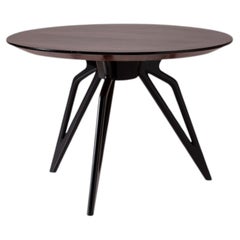 Italian 1950s Round Dining Table with Sculptural Ebonised Star Base